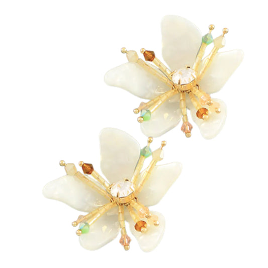 Acrylic Flower Earring- White