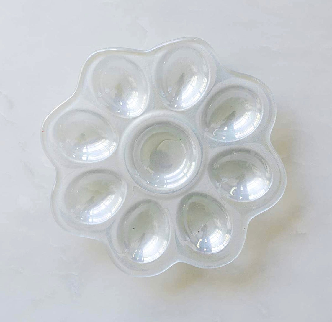 Pearl Glass Egg Dish