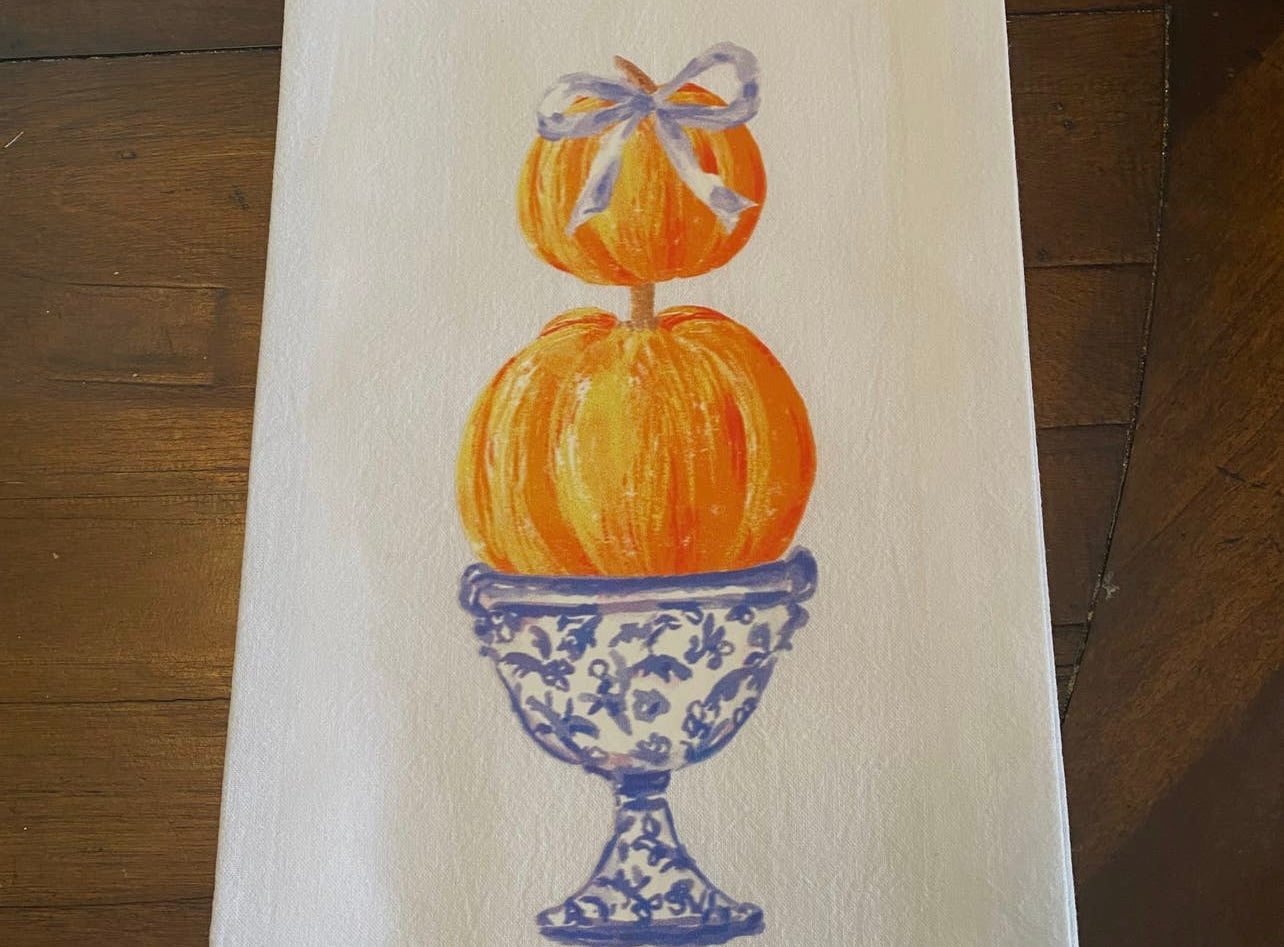 Chinoiserie Pumpkins Tea Towel