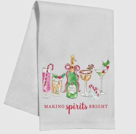 Making Spirits Bright Holiday Cocktails Kitchen Towel