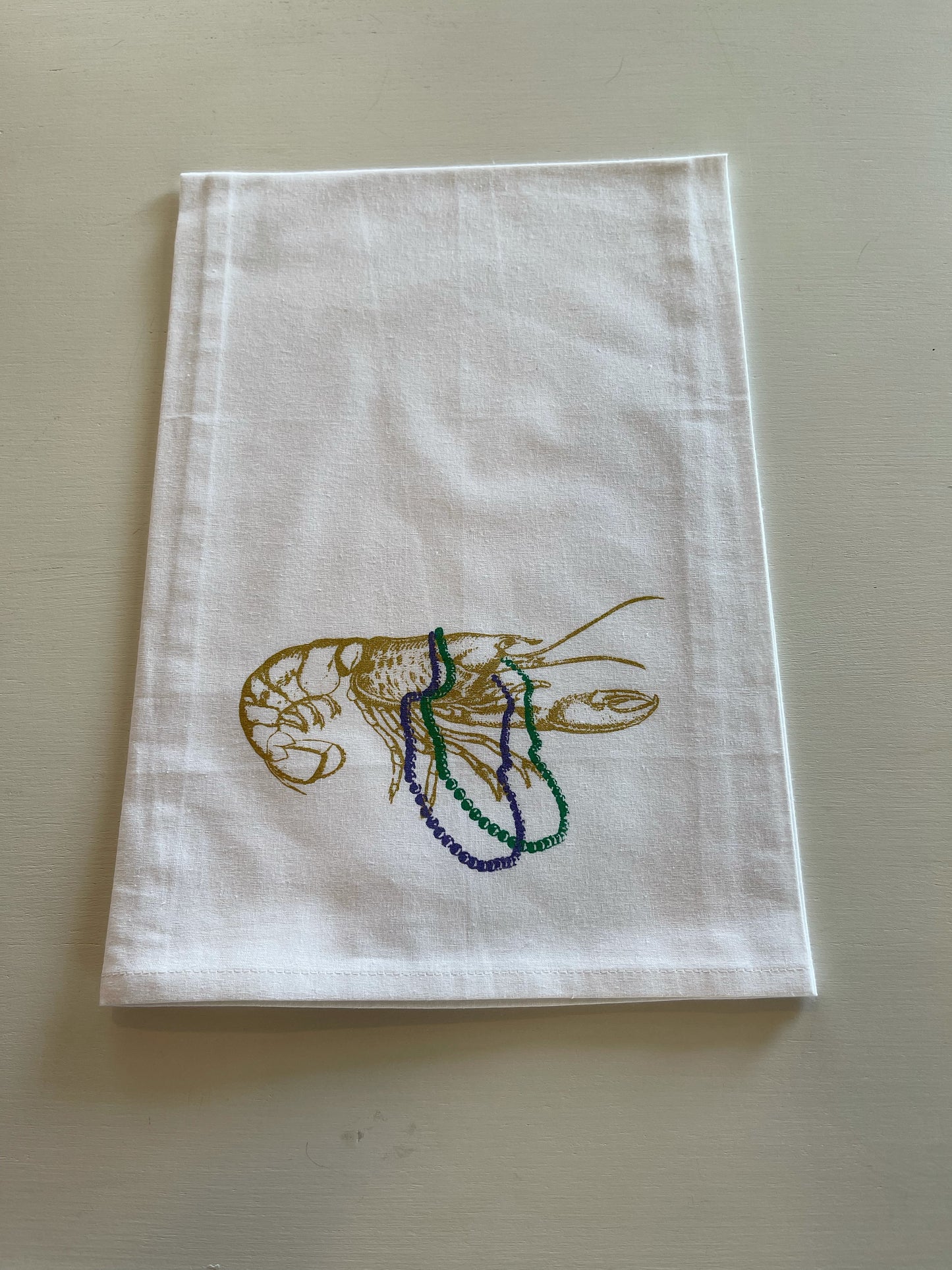 Mardi Gras Crawfish Tea Towel